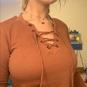 Forever 21 Lace Up Sweater